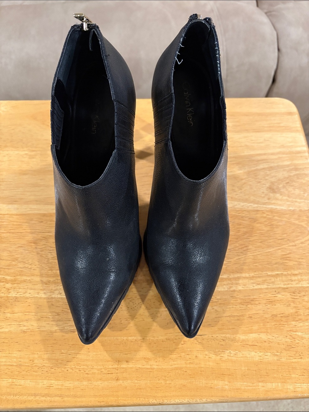 Calvin Klein Black Pointed-Toe Ankle Boots